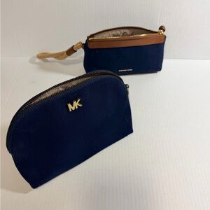 Michael Kors Blue and Tan Pouch Duo